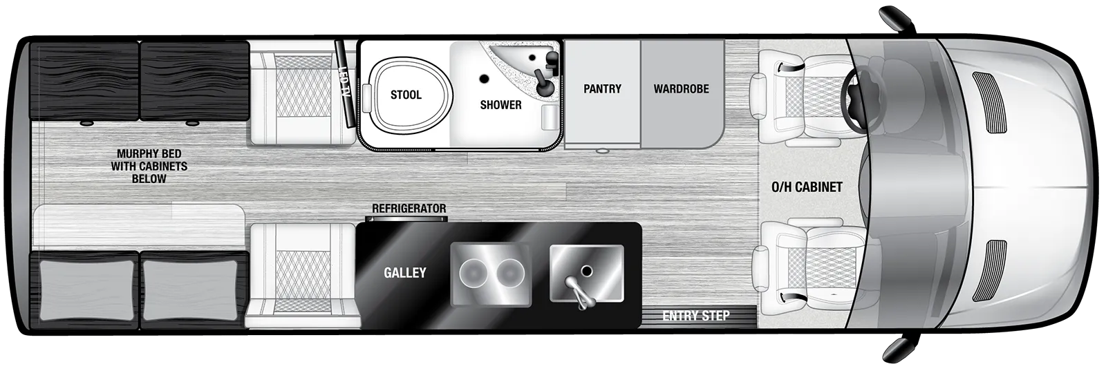 The VTOUR 3500XD 2MB floorplan has one entry and zero slide outs. Exterior features include: 8' 2" awning. Interiors features include: murphy bed.
